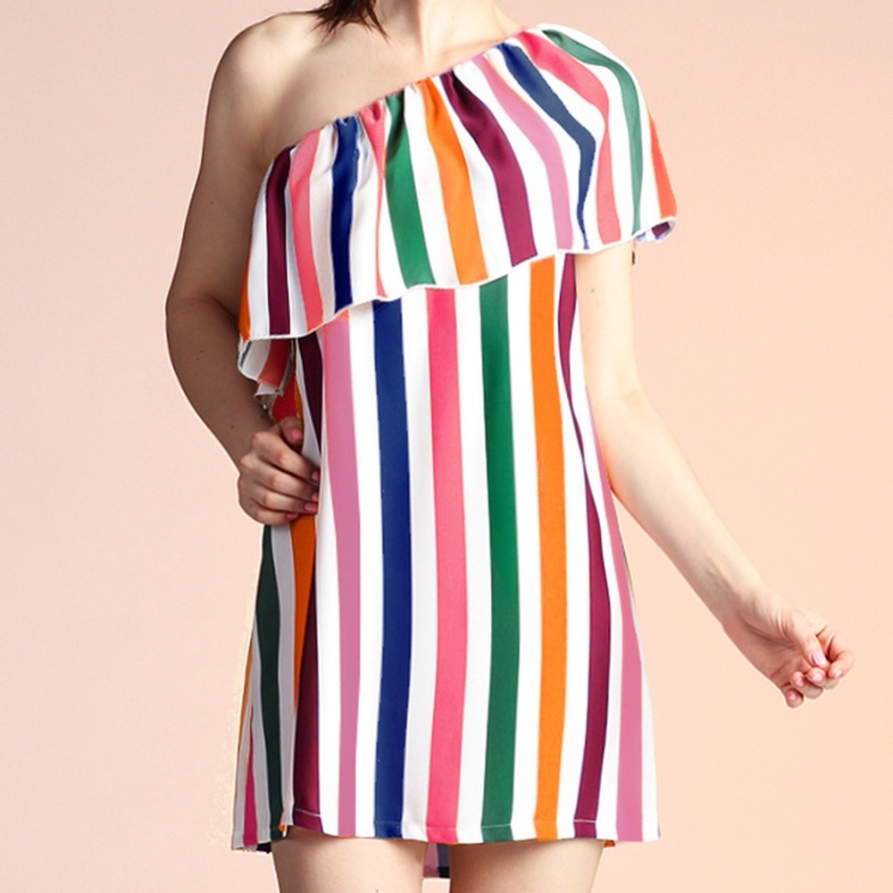 Yvette rainbow stripe dress